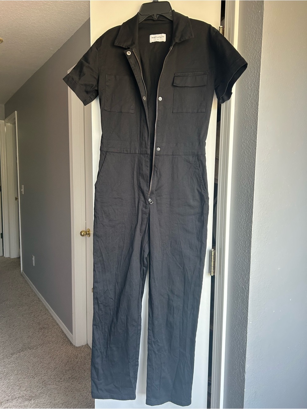 Rivet Utility Black Jumpsuit